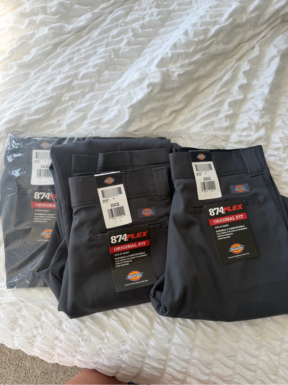 3 Pairs NEW Dickies 874 Flex Original Fit Men's Chino Pants - Black